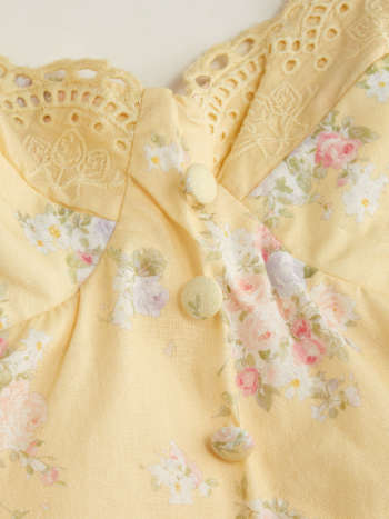 Cotton-blend Floral Sweetheart Neck Ruched Flared Midi Dress