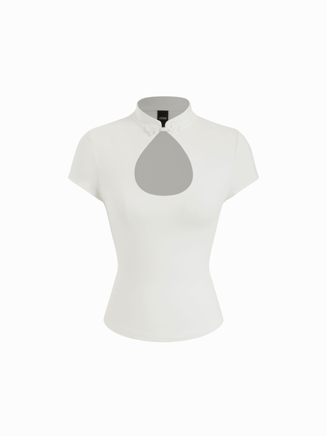 Mandarin Collar Short Sleeve Cut Out Top