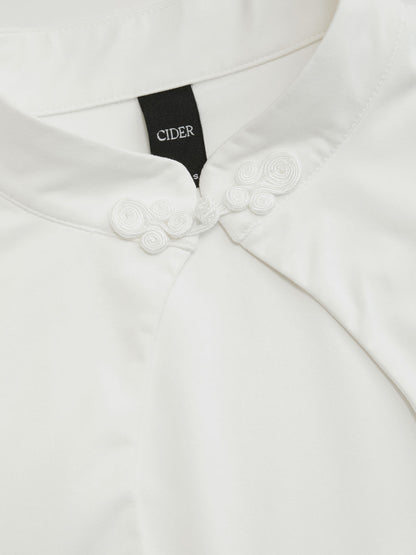Mandarin Collar Short Sleeve Cut Out Top
