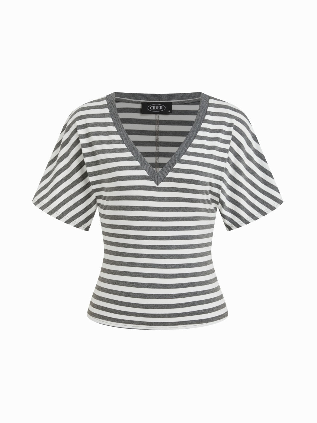 Cotton-blend High Stretch V-neck Short Sleeve Tee