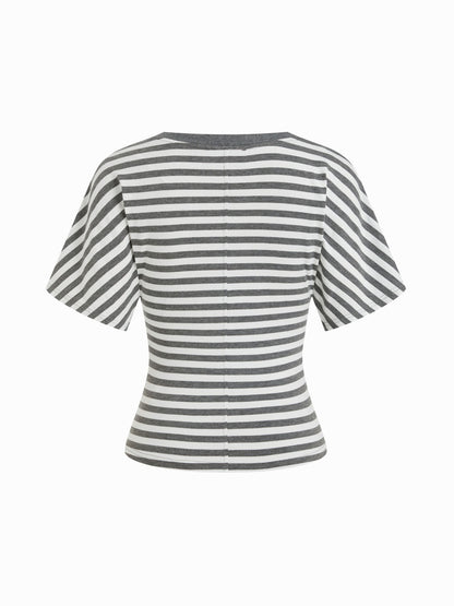 Cotton-blend High Stretch V-neck Short Sleeve Tee