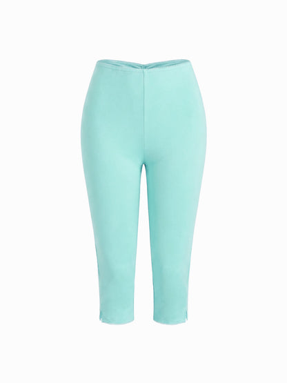 Low Rise High Stretch Split Knee Length Capri Leggings