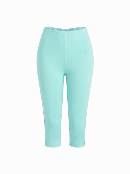 Low Rise High Stretch Split Knee Length Capri Leggings